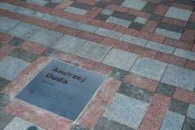The name of the President of Poland Andrzej Duda on the Alley of Courage
