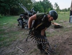 Soldiers of the anti-aircraft artillery unit of one of the brigades of the National Guard of Ukraine