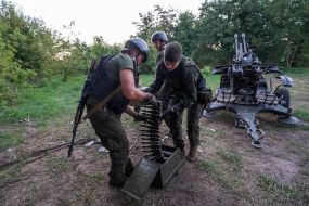 Soldiers of the anti-aircraft artillery unit of one of the brigades of the National Guard of Ukraine