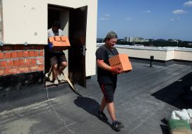 Restoration of a building in Irpin