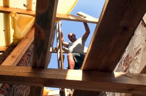 Restoration of a building in Irpin