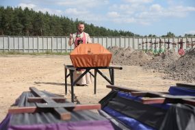 Burial of unidentified bodies of people who died and died during the occupation at the city cemetery in Bucha