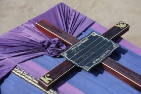 Burial of unidentified bodies of people who died and died during the occupation at the city cemetery in Bucha