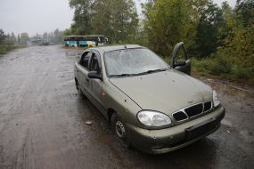 A car with civilians shot by the Russian occupiers in the city of Balaklia