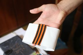 St. George's ribbon after the de-occupation of Cossack Lopan village