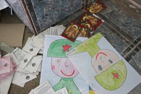 Drawings of Russian children for the Russian military in Kozacha Lopan village  (Kharkiv region)
