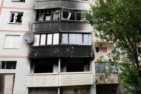 A house damaged by a MLRS volley in the liberated city of Balakliya