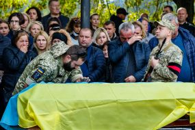 Farewell ceremony for Ukrainian defender Oleksandr Prystaya