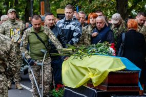 Farewell ceremony for Ukrainian defender Oleksandr Prystaya