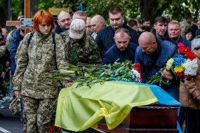 Farewell ceremony for Ukrainian defender Oleksandr Prystaya