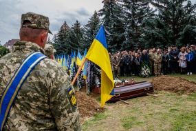 Farewell ceremony for Ukrainian defender Oleksandr Prystaya
