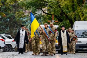 Farewell ceremony for Ukrainian defender Oleksandr Prystaya