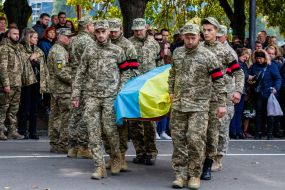 Farewell ceremony for Ukrainian defender Oleksandr Prystaya