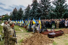 Farewell ceremony for Ukrainian defender Oleksandr Prystaya