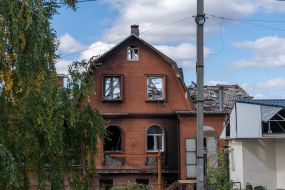 A ruined house in the village of Kozacha Lopan