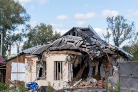 The ruined house in Prudyanka village