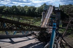 Broken bridge in Izyum city