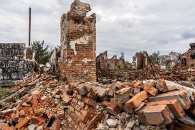 The ruined house in Prudyanka village