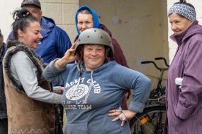 Local residents during the distribution of humanitarian aid