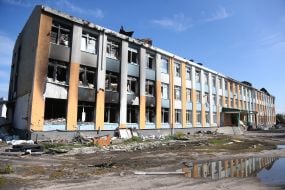 The school building where the Russian occupiers were located in Izyum
