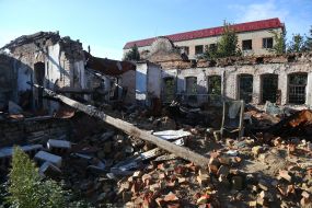 The police station, where the Russian occupiers detained and tortured people, in Izyum