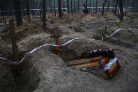 Place of mass grave of inhabitants killed by occupiers in Izyum