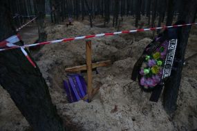 Place of mass grave of inhabitants killed by occupiers in Izyum