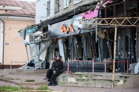 Building destroyed by shelling in Izyum