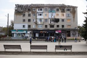Building destroyed by shelling in Izyum