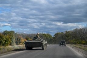 Ukrainian military on ArmorInfantry vehicle near Kupyansk