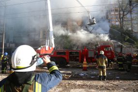 Consequences of a kamikaze drone attack in the center of Kyiv