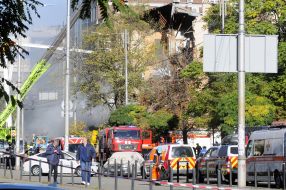 Consequences of a kamikaze drone attack in the center of Kyiv