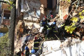 Consequences of a kamikaze drone attack in the center of Kyiv