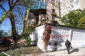 Consequences of a kamikaze drone attack in the center of Kyiv