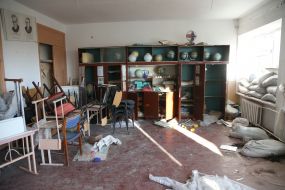 A destroyed school in the village of Lyubimivka (Kherson region), which was occupied by Russian occupiers