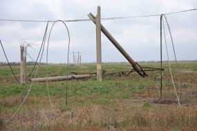 Destroyed power lines in the de-occupied village of Lyubimivka (Kherson region)