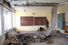 A destroyed school in the village of Lyubimivka (Kherson region), which was occupied by Russian occupiers