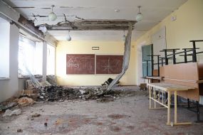 A destroyed school in the village of Lyubimivka (Kherson region), which was occupied by Russian occupiers