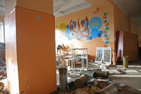 A destroyed school in the village of Lyubimivka (Kherson region), which was occupied by Russian occupiers