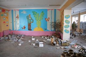 A destroyed school in the village of Lyubimivka (Kherson region), which was occupied by Russian occupiers