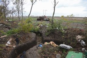 Former positions of the Russian army in the de-occupied village of Lyubimivka (Kherson region)