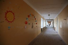 A destroyed school in the village of Lyubimivka (Kherson region), which was occupied by Russian occupiers