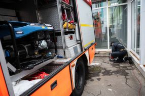 Emergency rescue vehicle near the heating point