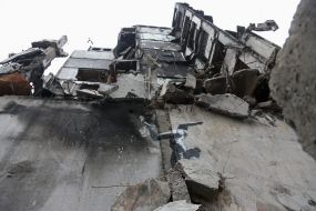 Graffiti of the British street artist Banksy in Borodyanka