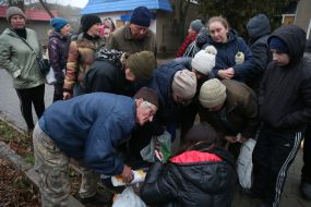 Humanitarian aid in Snegirevka town, Mykolaiv region