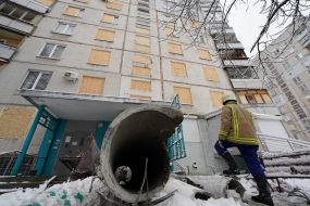 Dismantling the rubble of destroyed buildings in Kharkov