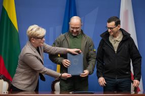 Denys Shmyhal, Ingrida Shimonite, Mateusz Moravetskyi