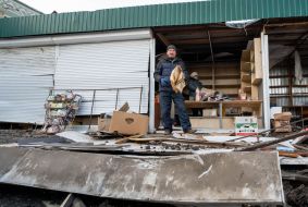 The consequences of the shelling by the Russian invaders of the Shevchenkove village in the Kharkiv region