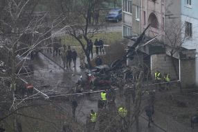 Consequences of a helicopter crash in Brovary