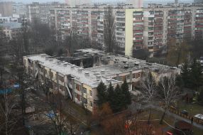 Consequences of a helicopter crash in Brovary